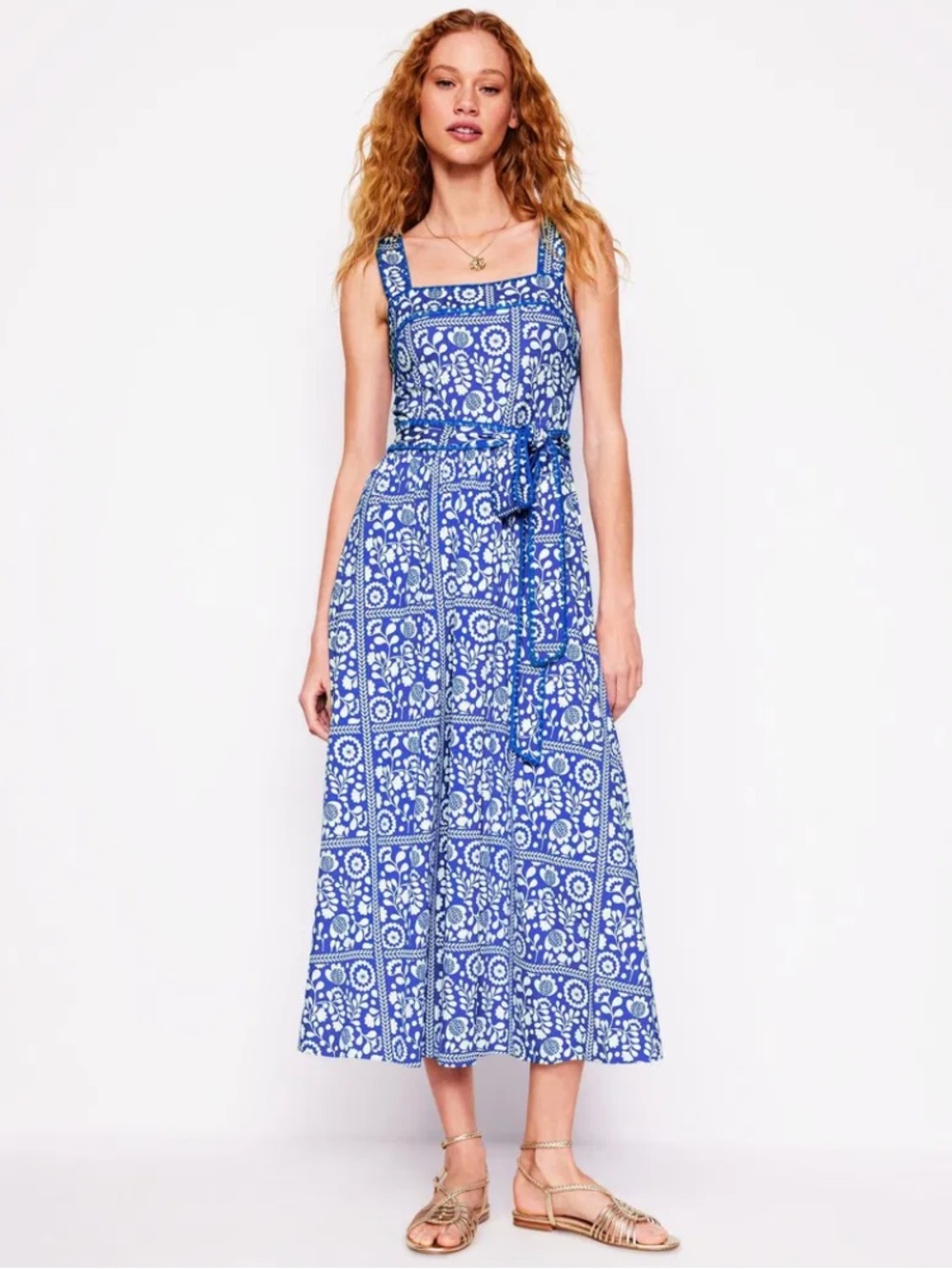 Boden Square Neck Seam Midi Dress